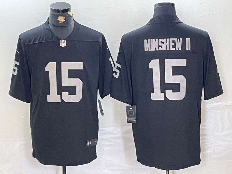 Men Oakland Raiders #15 Minshew ii Black Second generation 2024 Nike Vapor Limited NFL Jersey style 1